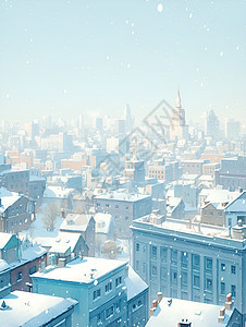 寒雪笼罩城市图片