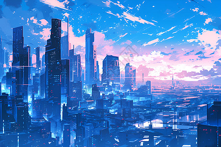 蓝天下的城市高楼图片