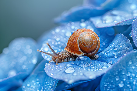 露水中的蜗牛背景图片