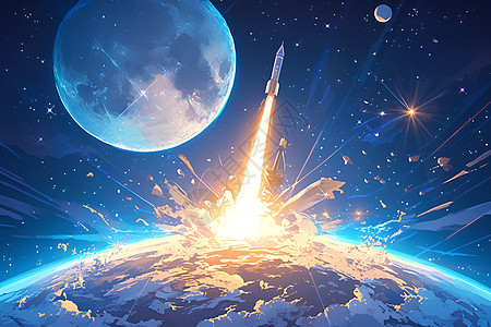 宇宙中的火箭背景图片