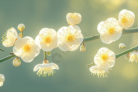 精致的白色梅花背景图片