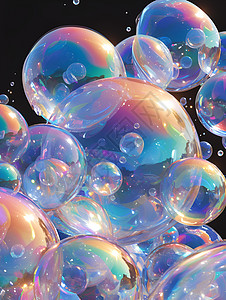 彩色泡沫光影交织的彩色泡泡插画