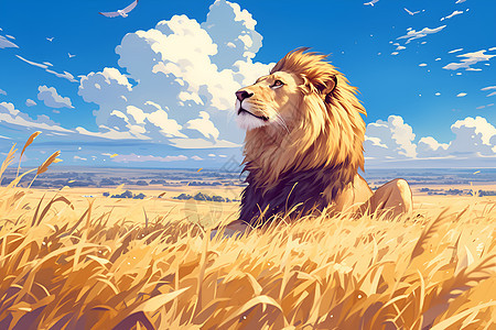 草原上的狮王图片
