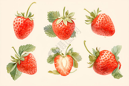 清新简洁的草莓插画图片