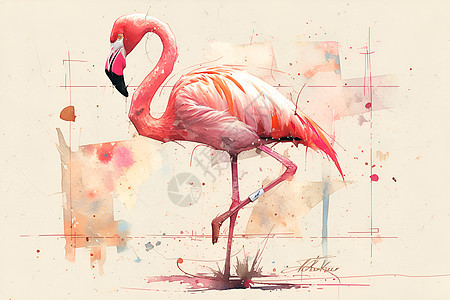 粉红火烈鸟的艺术作品图片