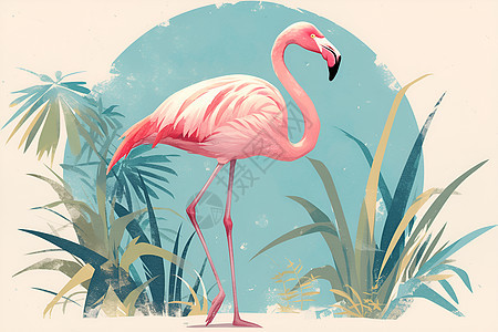 粉红火烈鸟插画图片