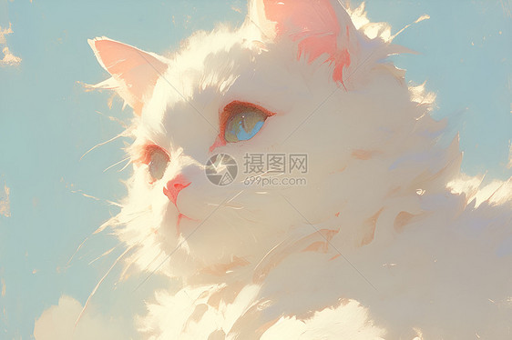 绘画的猫咪插图图片