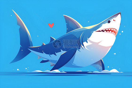 可爱的鲨鱼插画图片