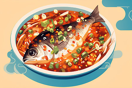一碗辣椒鱼食物图片