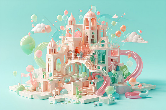 幻境中的粉色城堡图片