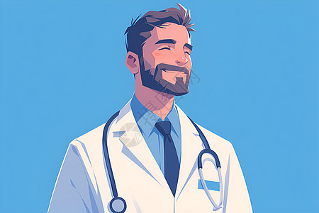 微笑的医生插画图片