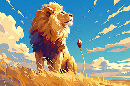 草原之王狮子的壮丽插图图片