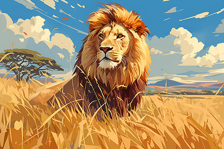 草原上的狮王图片