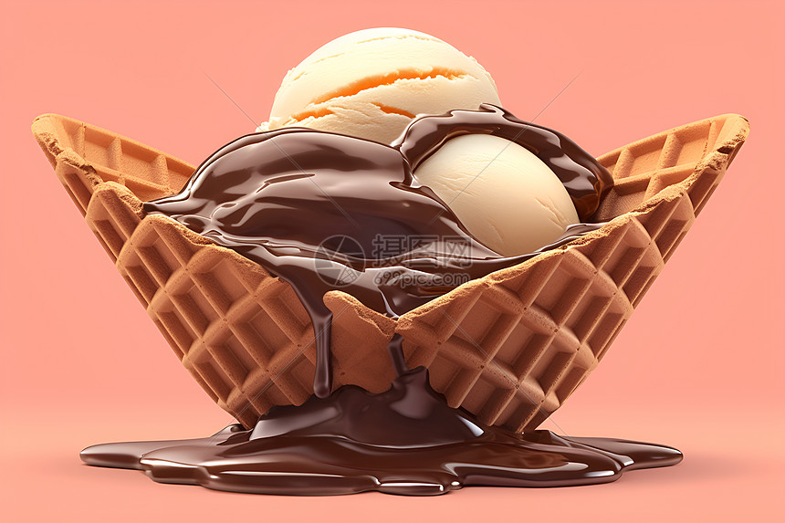 华夫冰淇淋图片