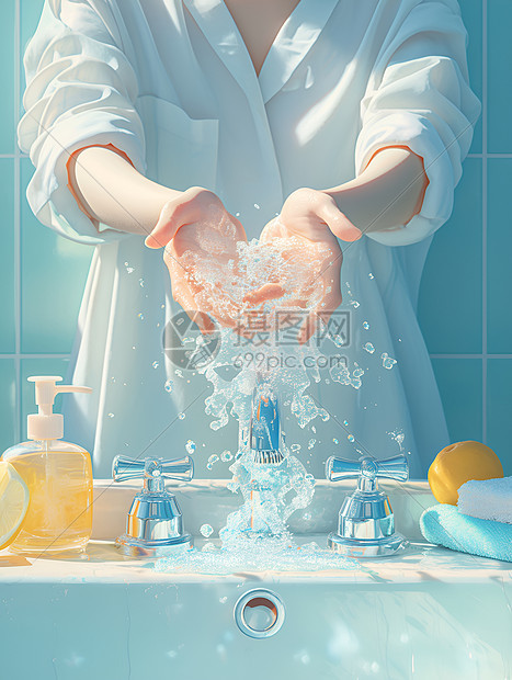 洗手的女人图片