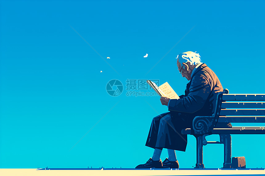 老人阅读杂志图片