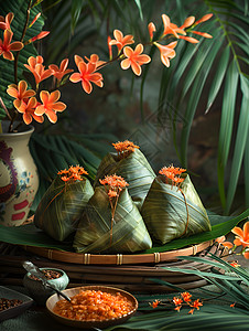 竹篮装着粽子图片
