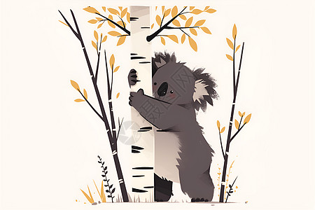 考拉熊在树上爱的拥抱图片