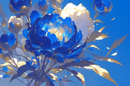 盛开的蓝牡丹图片
