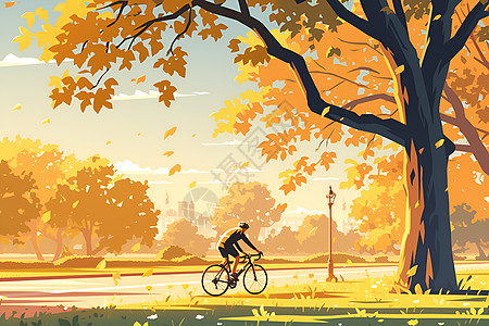 自行车骑手在公园图片