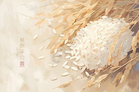超市大米精雕细琢的白米插画