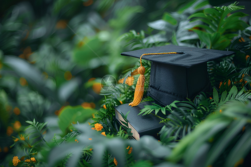 植物中的学位帽和证书图片