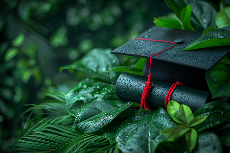 植物中的文凭证书背景图片
