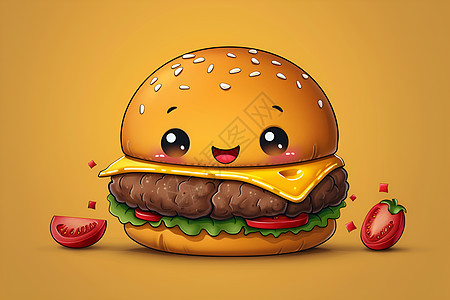 俏皮可爱的汉堡形象图片