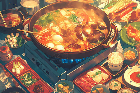 美味可口的火锅食物背景图片