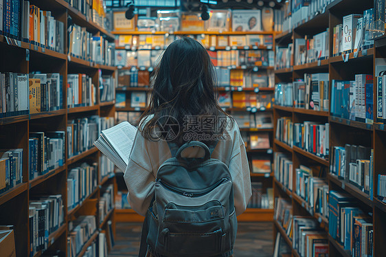 书店内的学生图片