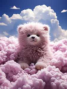 云上紫色绒毛熊图片