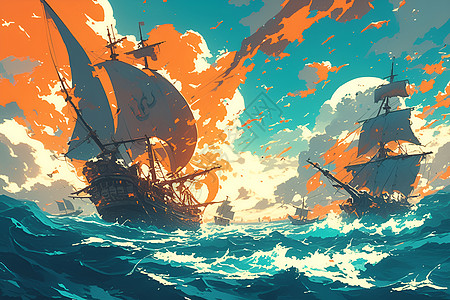奇观梦幻的海盗船图片