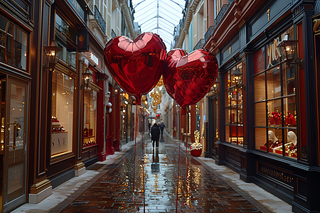 商店街道的红气球高清图片