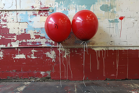 两只红色气球图片