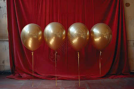 反光的金色气球图片