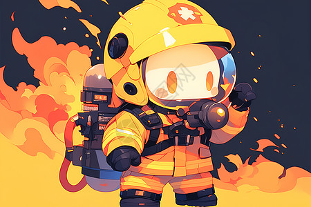 穿着防护装备的消防英雄插画