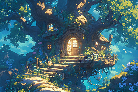 童话世界中的奇幻树屋图片