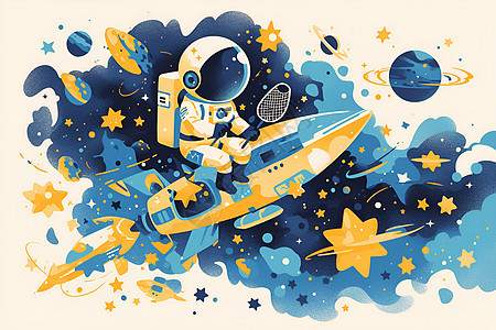 太空漫游的宇航员背景图片