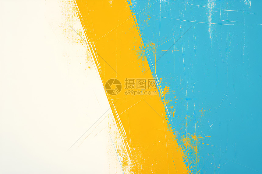 抽象的几何艺术蓝黄条纹绘画图片