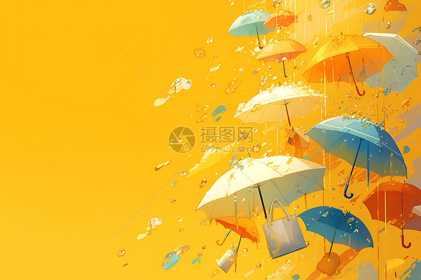 彩色雨伞插画图片