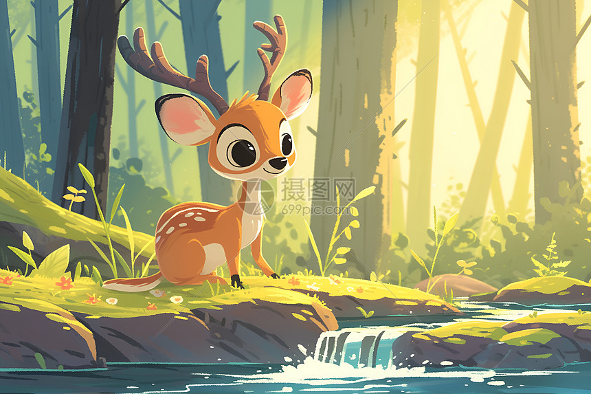 森林中可爱的鹿图片