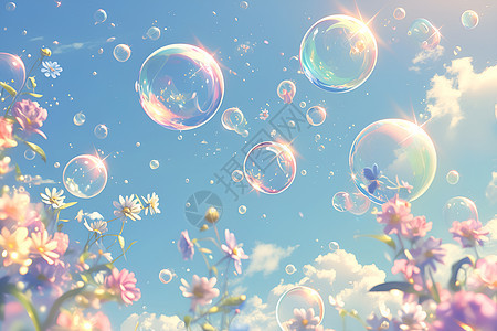 花卉背景和气泡图片