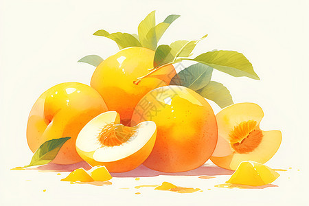 新鲜采摘的桃子图片