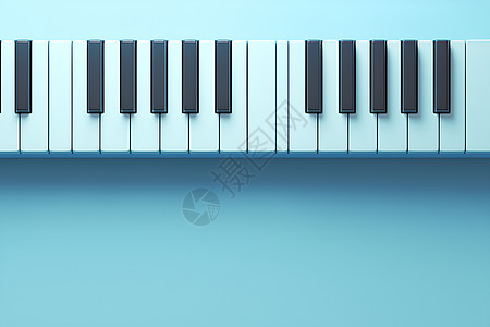 蓝色背景上的琴键图片