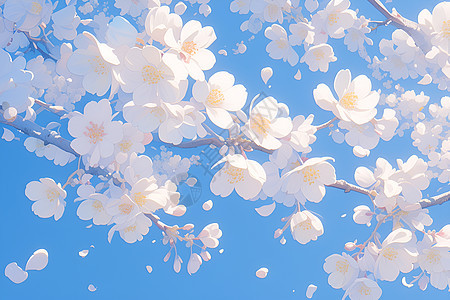 白花与蓝天图片