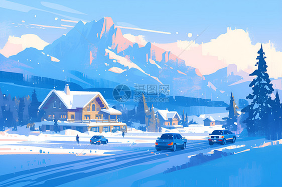 冬日的山村图片