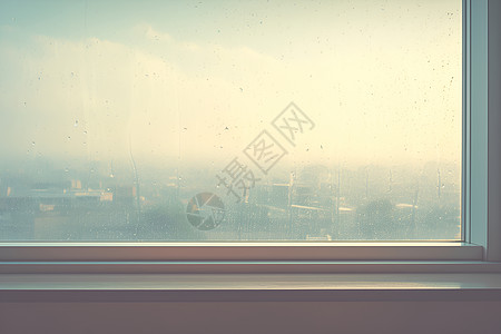 窗外的城市窗台下雨高清图片