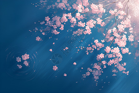 粉色的樱花飘落樱花花瓣高清图片
