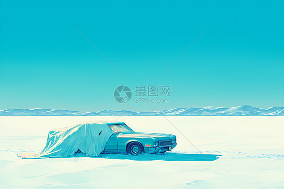 雪地里的轿车图片