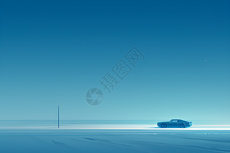 雪地里孤独行驶的车辆图片